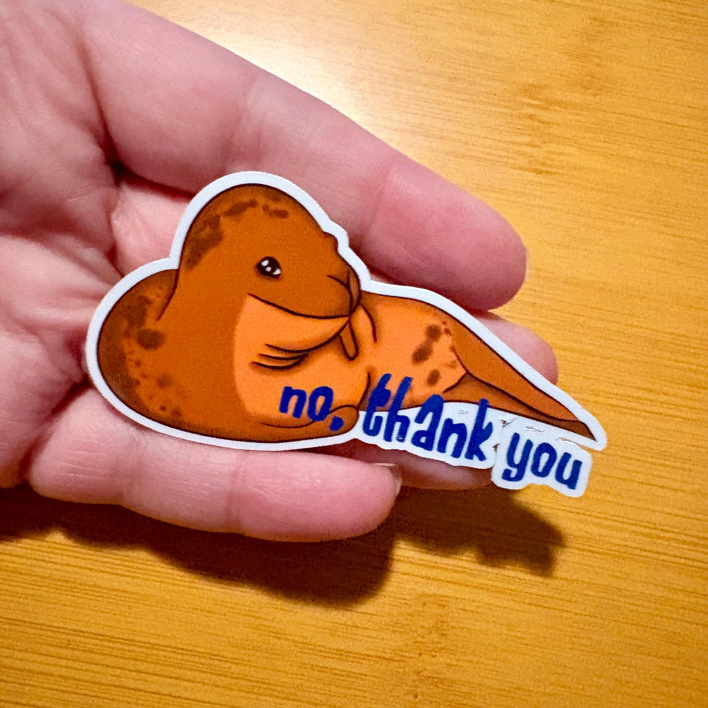 No, thank you - leopard seal 3” glossy vinyl laptop water bottle sticker decal