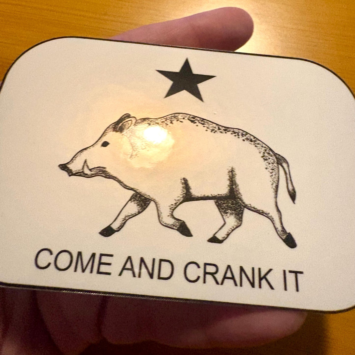 Come and Crank It glossy vinyl laptop water bottle sticker decal