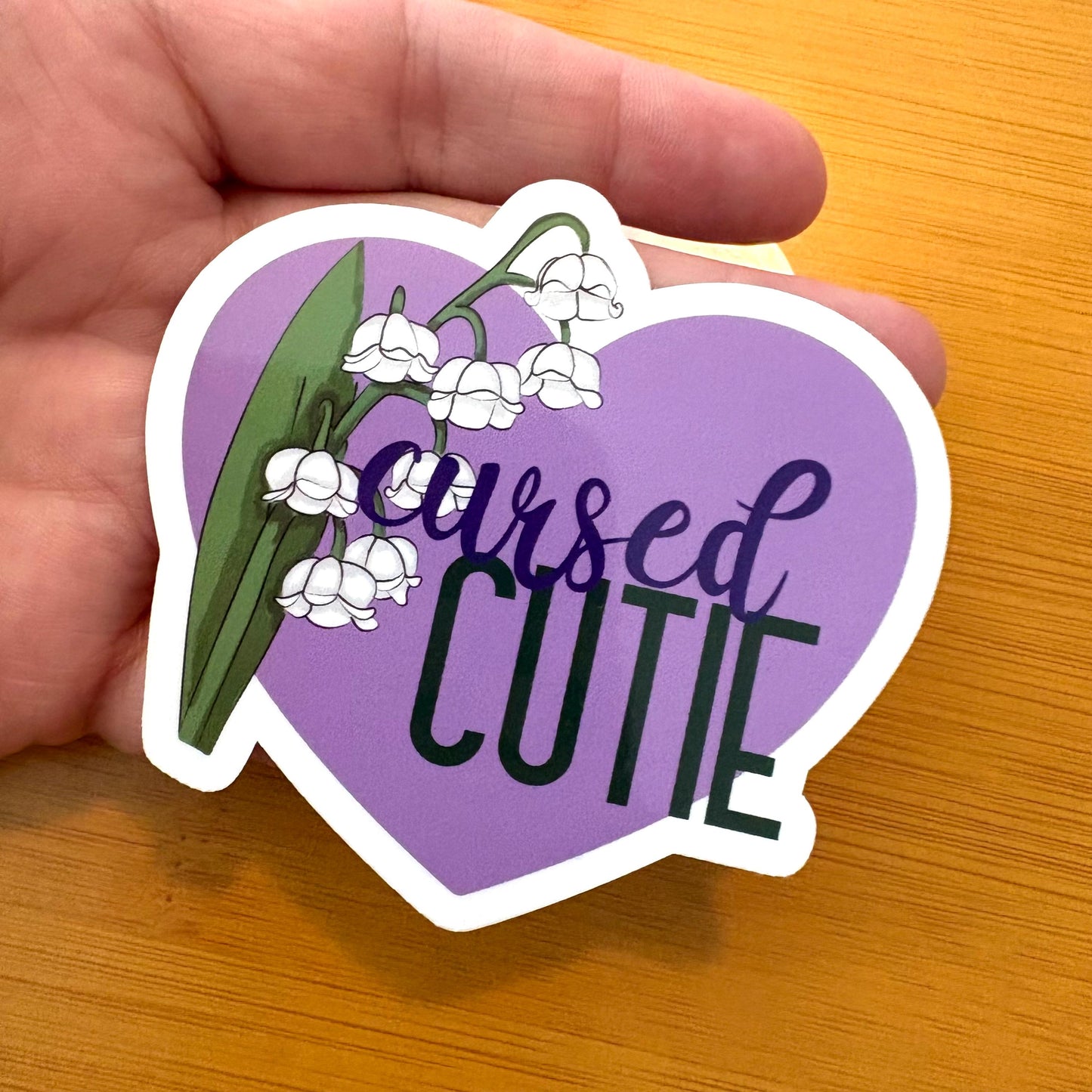 Cursed cutie heart glossy vinyl laptop water bottle sticker decal