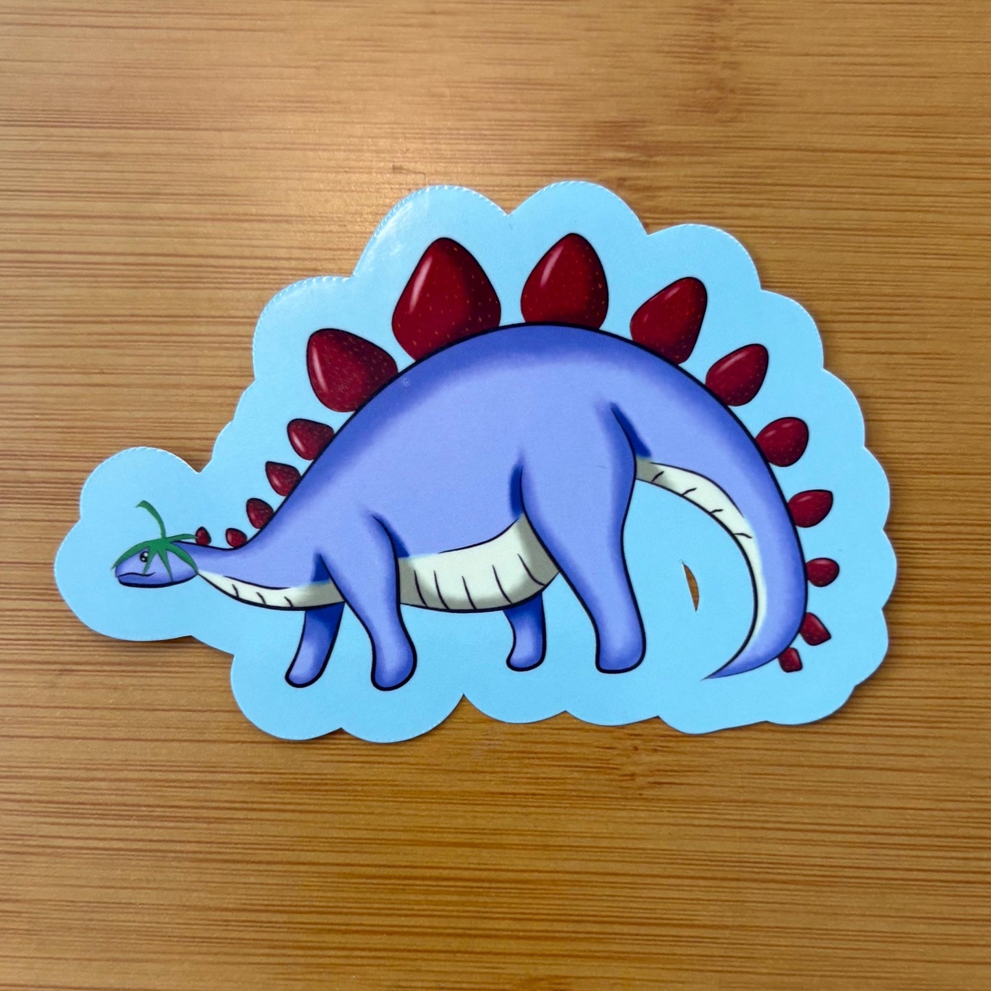 Strawberry stegosaurus 4” glossy vinyl laptop water bottle sticker decal