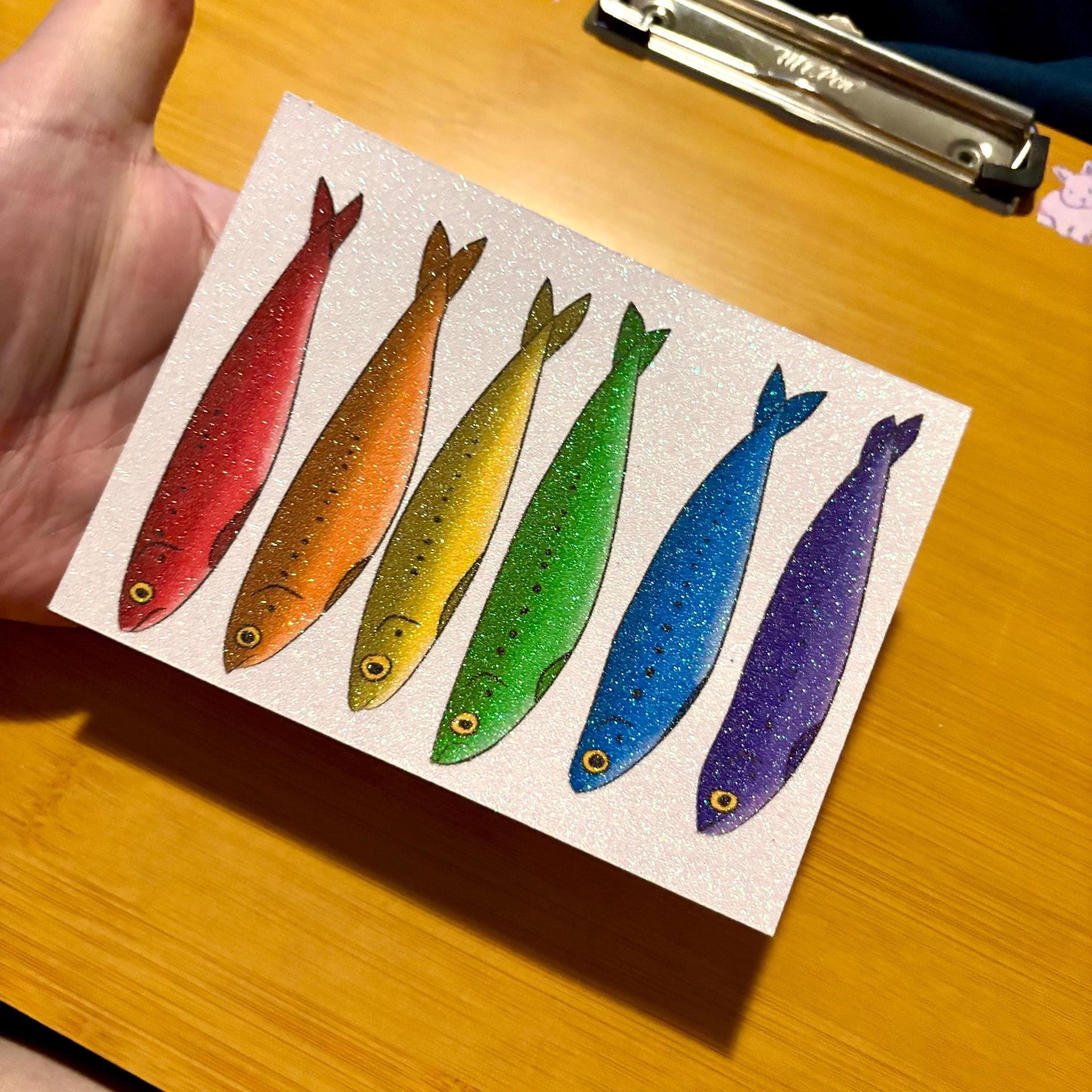 glitter rainbow sardine sticker sheet glossy vinyl stickers