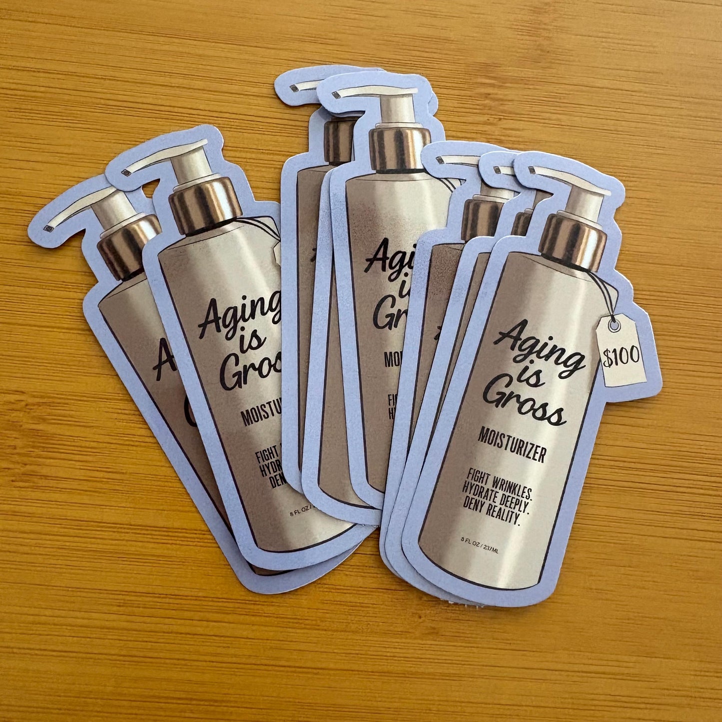 Aging is Gross Beauty Moisturizer 3.5” glossy vinyl waterproof laptop water bottle sticker