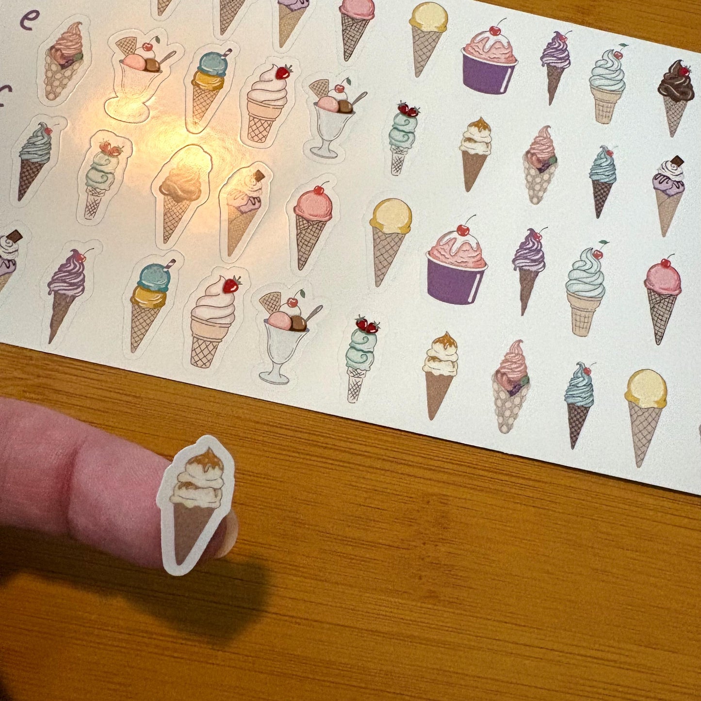 tiny ice cream party sticker sheet glossy vinyl stickers for rewards, planners, collecting, crafts, charts, 44 stickers