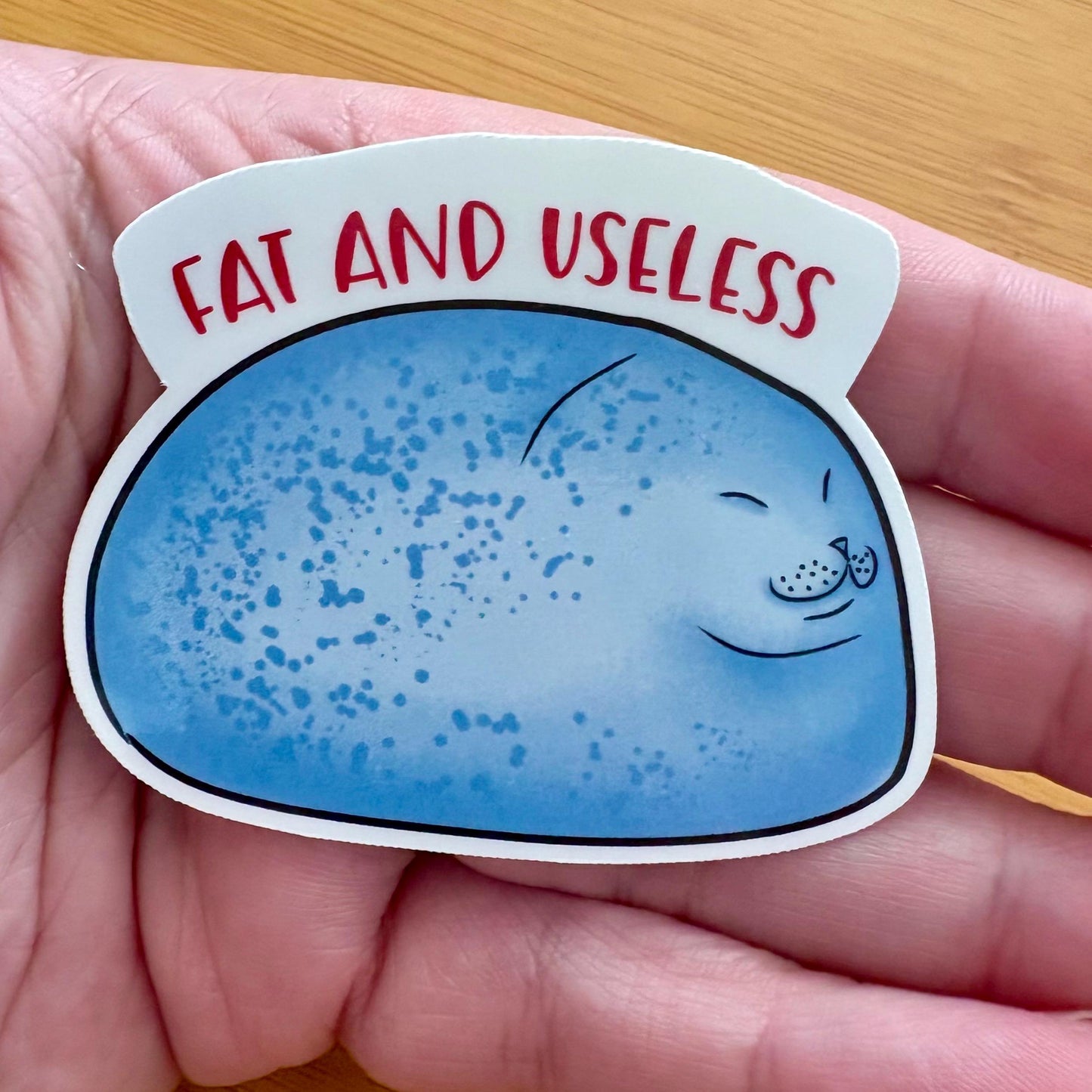 fat and useless seal 3” glossy vinyl laptop water bottle sticker decal