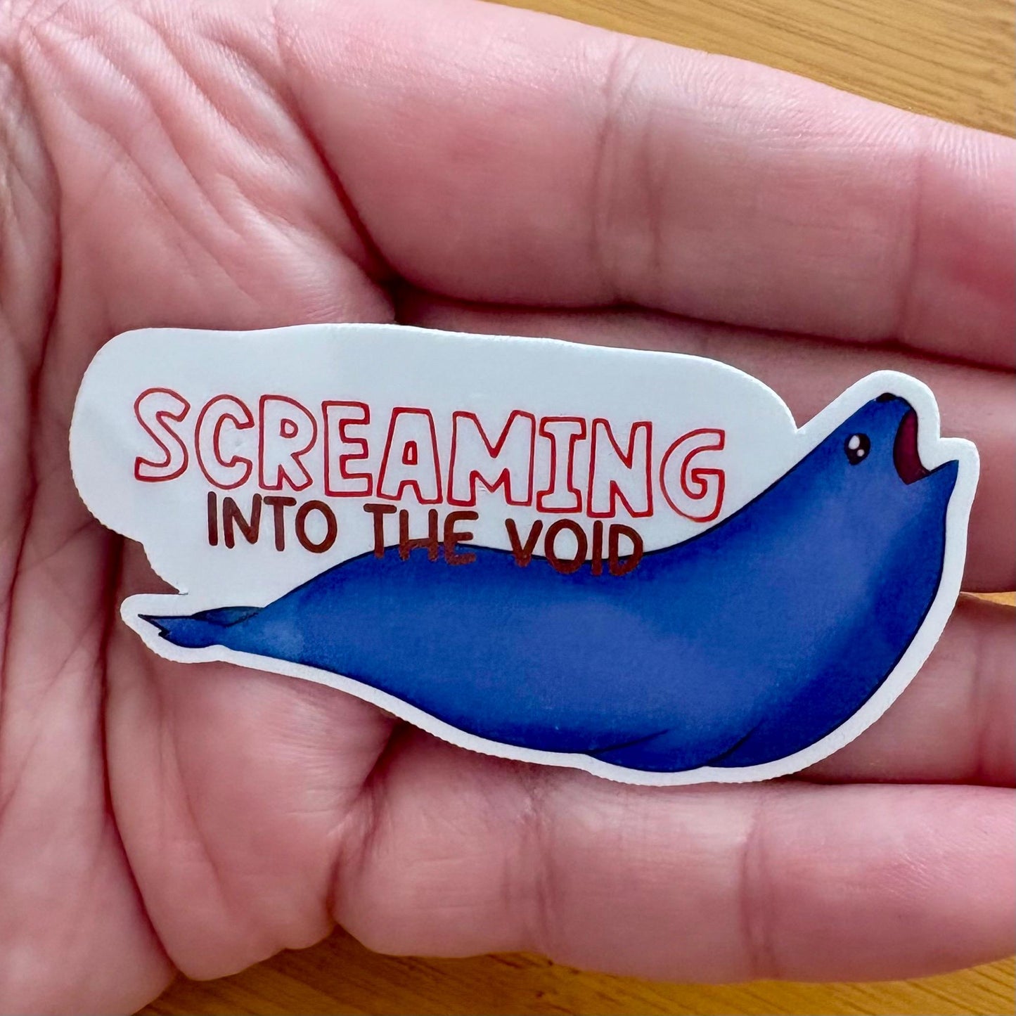 screaming into the void Ross seal 3” glossy vinyl laptop water bottle sticker decal