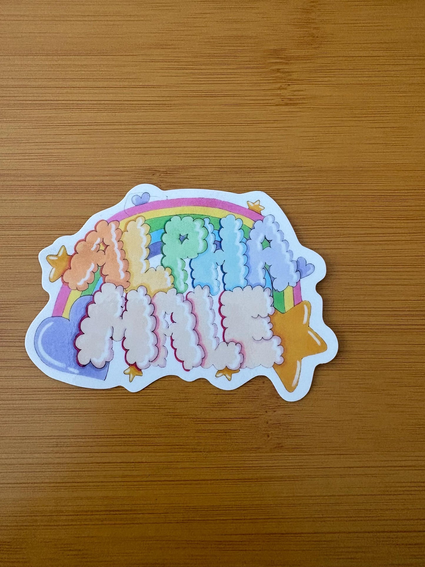 rainbow alpha male graffiti style 3” glossy vinyl laptop water bottle sticker decal