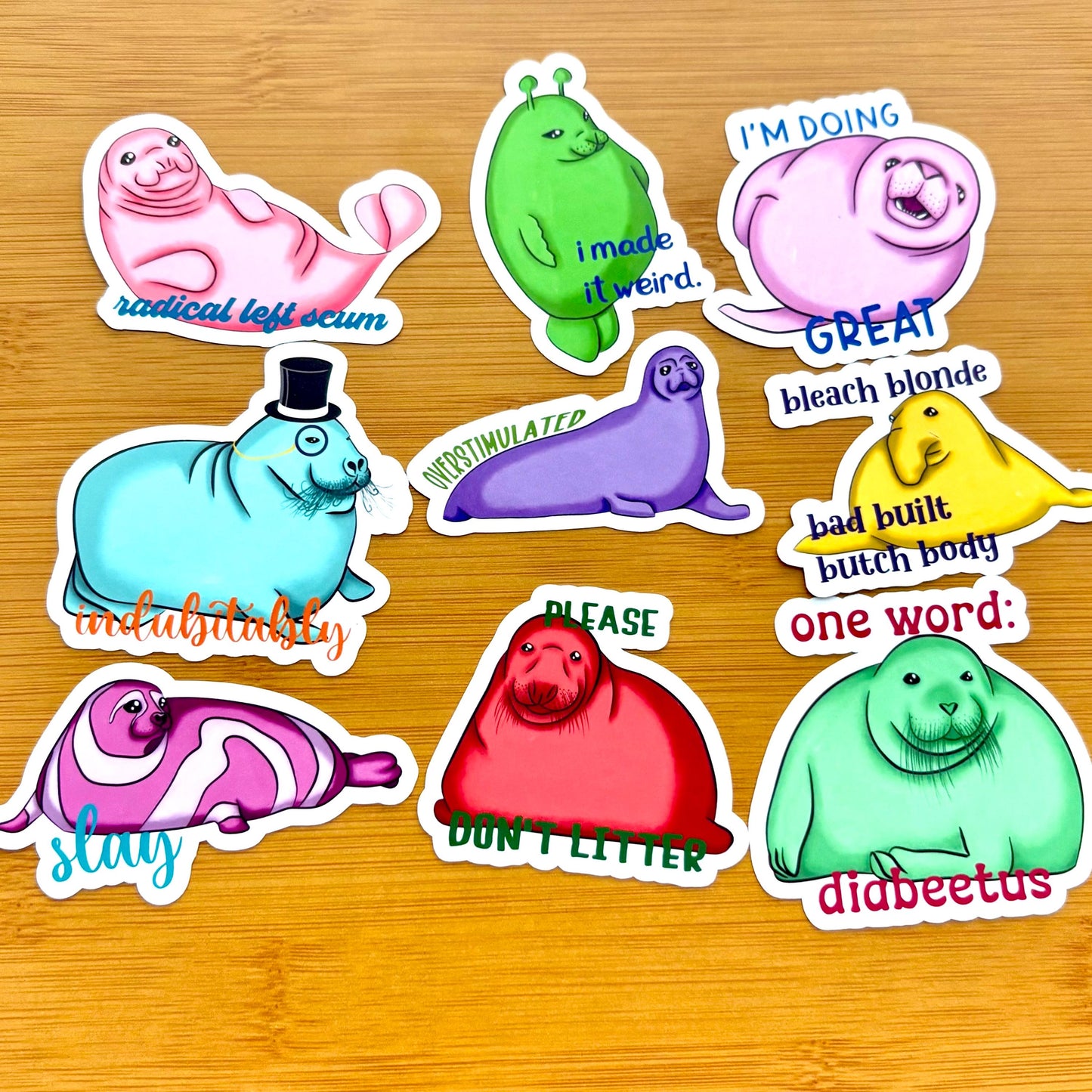 indubitably seal 3” glossy vinyl laptop water bottle sticker decal