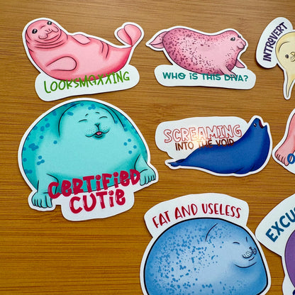 seal party sticker pack glossy vinyl laptop water bottle decal