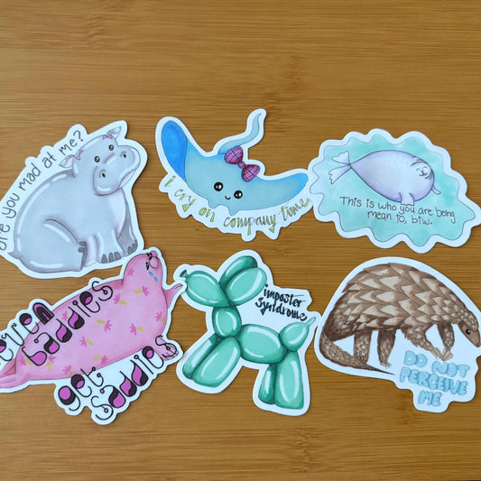 sensitive sweetie sticker pack matte and glossy vinyl laptop water bottle decal