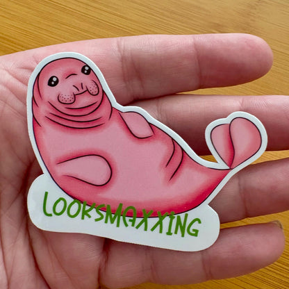 looksmaxxing seal 3” glossy vinyl laptop water bottle sticker decal