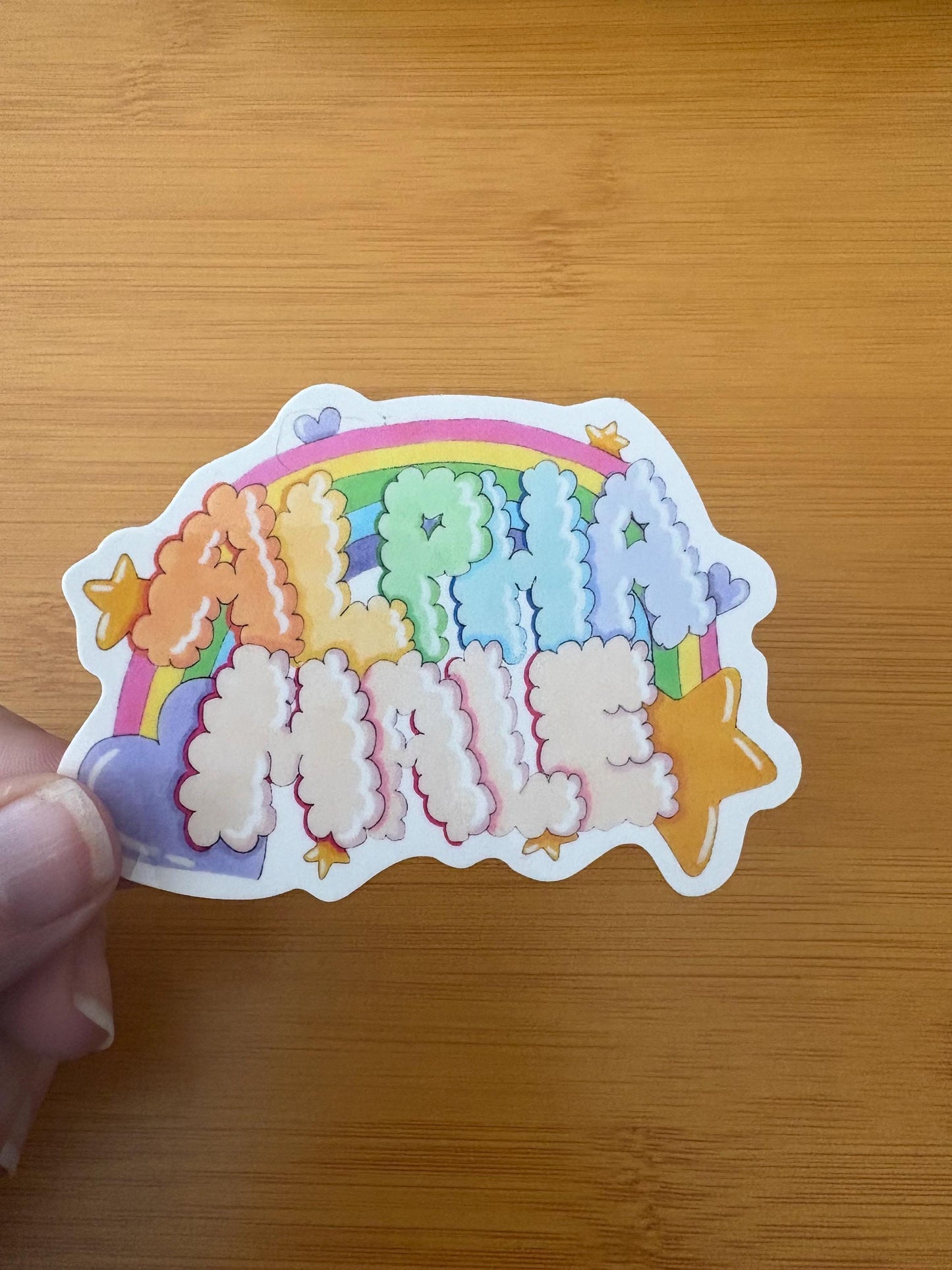 rainbow alpha male graffiti style 3” glossy vinyl laptop water bottle sticker decal
