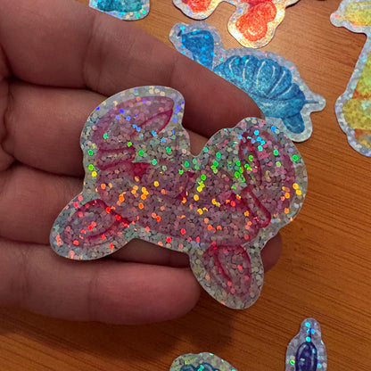 Glitter Balloon Animal Stickers, 8-Pack Glossy Vinyl Decals