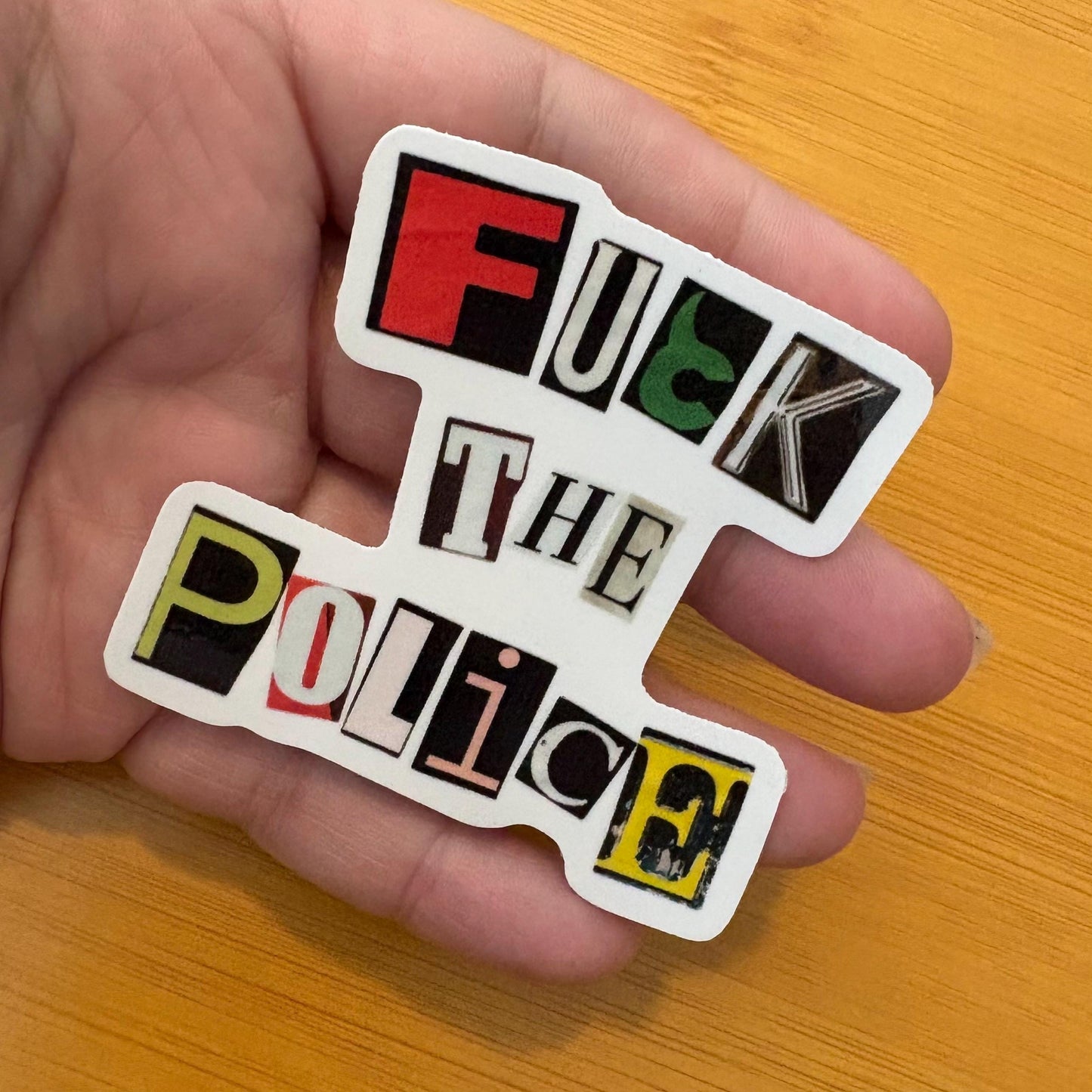 fuck the police ransom note style 2.5” glossy vinyl waterproof sticker