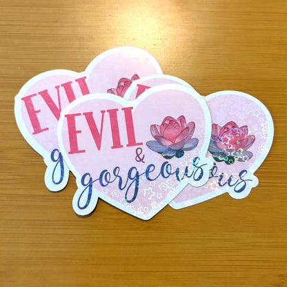 evil & gorgeous lotus flower glossy vinyl laptop water bottle sticker decal