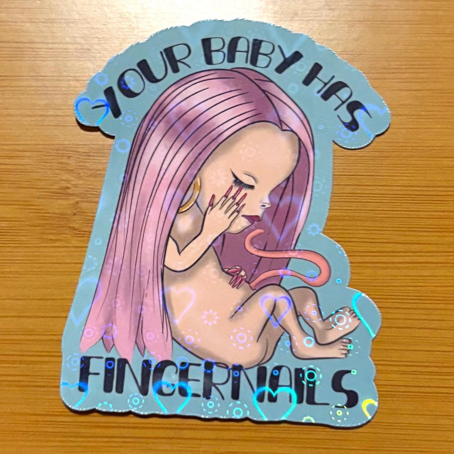 baddie fetus with a full set 3” glossy vinyl laptop water bottle sticker decal