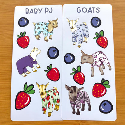 pajama goats sticker sheet glossy vinyl stickers