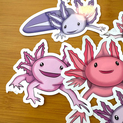 axolotl glossy vinyl laptop water bottle sticker decal