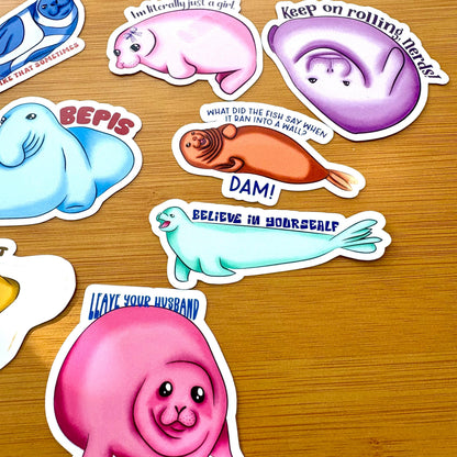 seal party 4 sticker pack glossy vinyl laptop water bottle decal