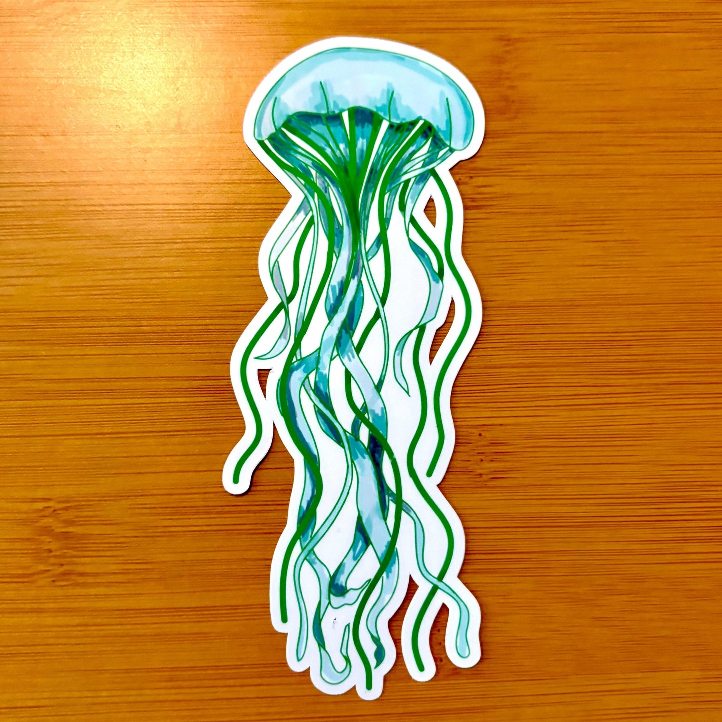 extra large green jellyfish 6” glossy vinyl laptop water bottle sticker decal