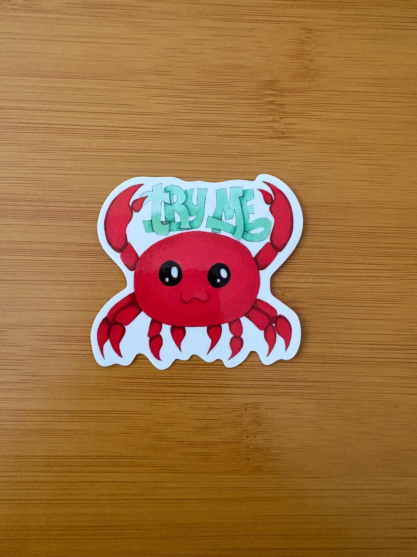 try me angry crab 3” glossy vinyl laptop water bottle sticker decal