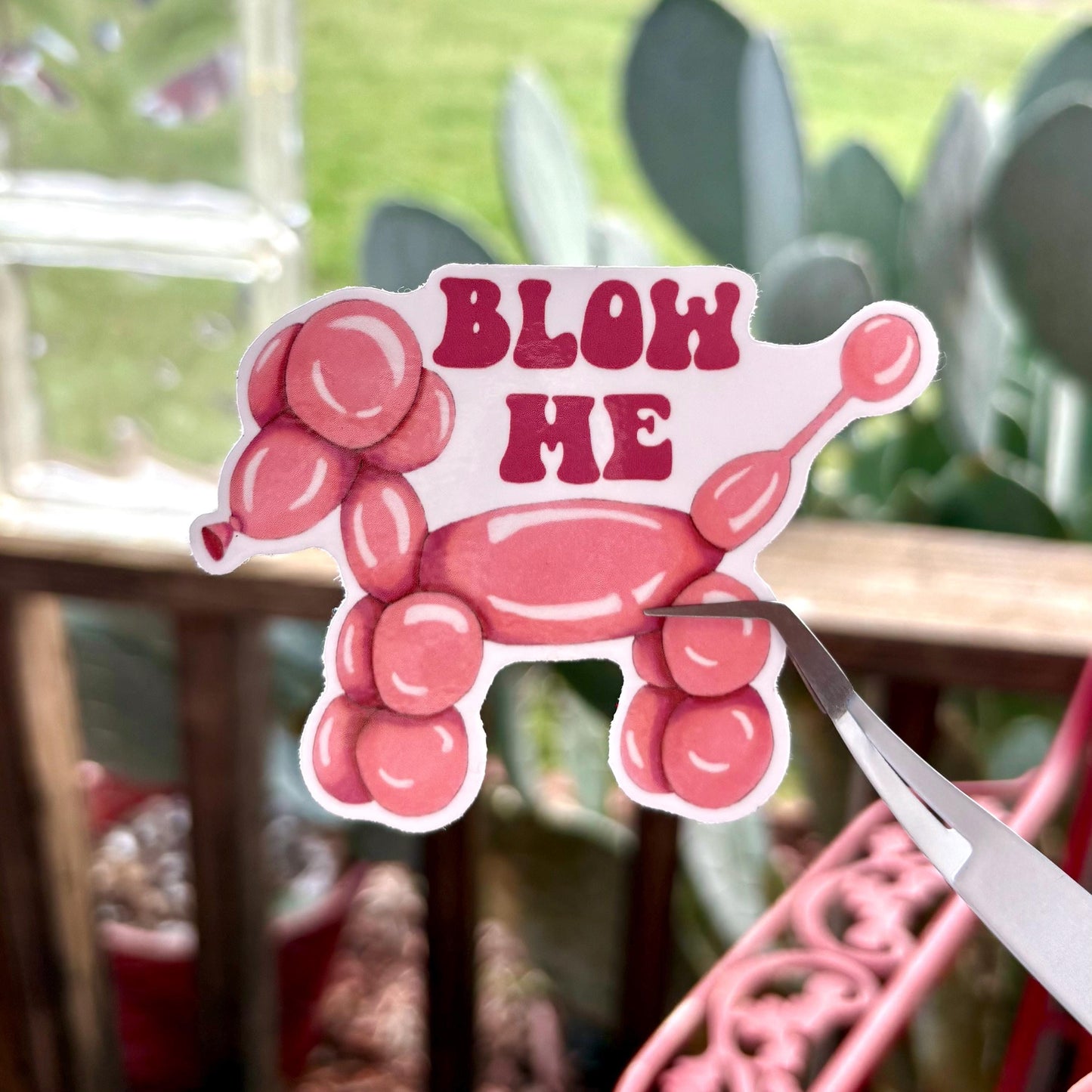 blow me balloon dog poodle 3” glossy vinyl laptop water bottle sticker decal