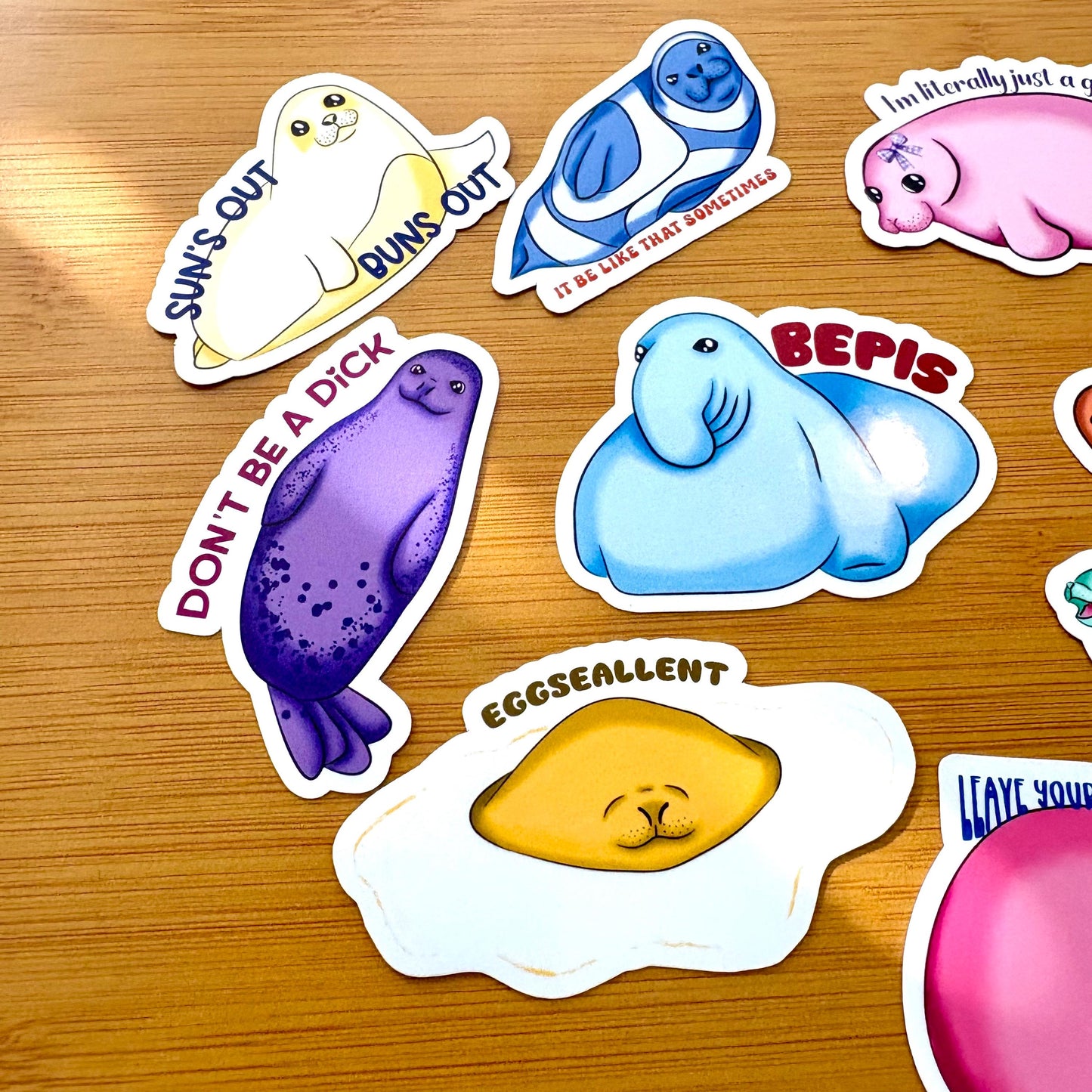 seal party 4 sticker pack glossy vinyl laptop water bottle decal