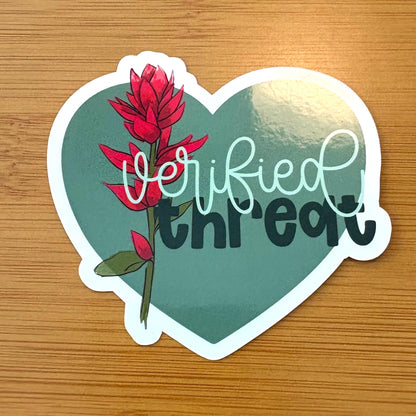 verified threat heart glossy vinyl laptop water bottle sticker decal