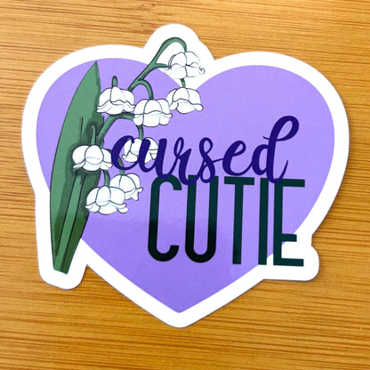 Cursed cutie heart glossy vinyl laptop water bottle sticker decal