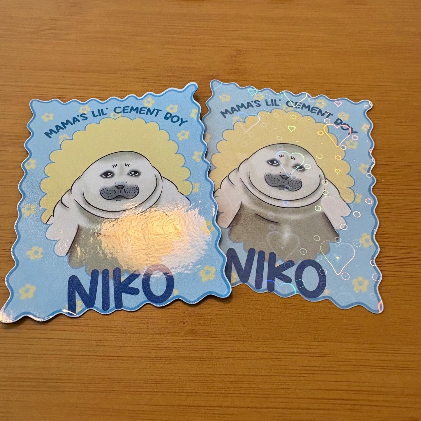 Niko the Seal cement boy 4x3” glossy vinyl sticker or magnet laptop water bottle sticker decal