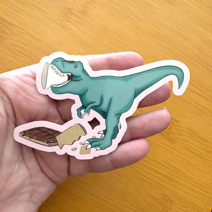T-Rex smores 4” glossy vinyl laptop water bottle sticker decal