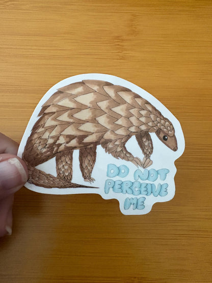 do not perceive me pangolin 3” glossy vinyl laptop water bottle sticker decal