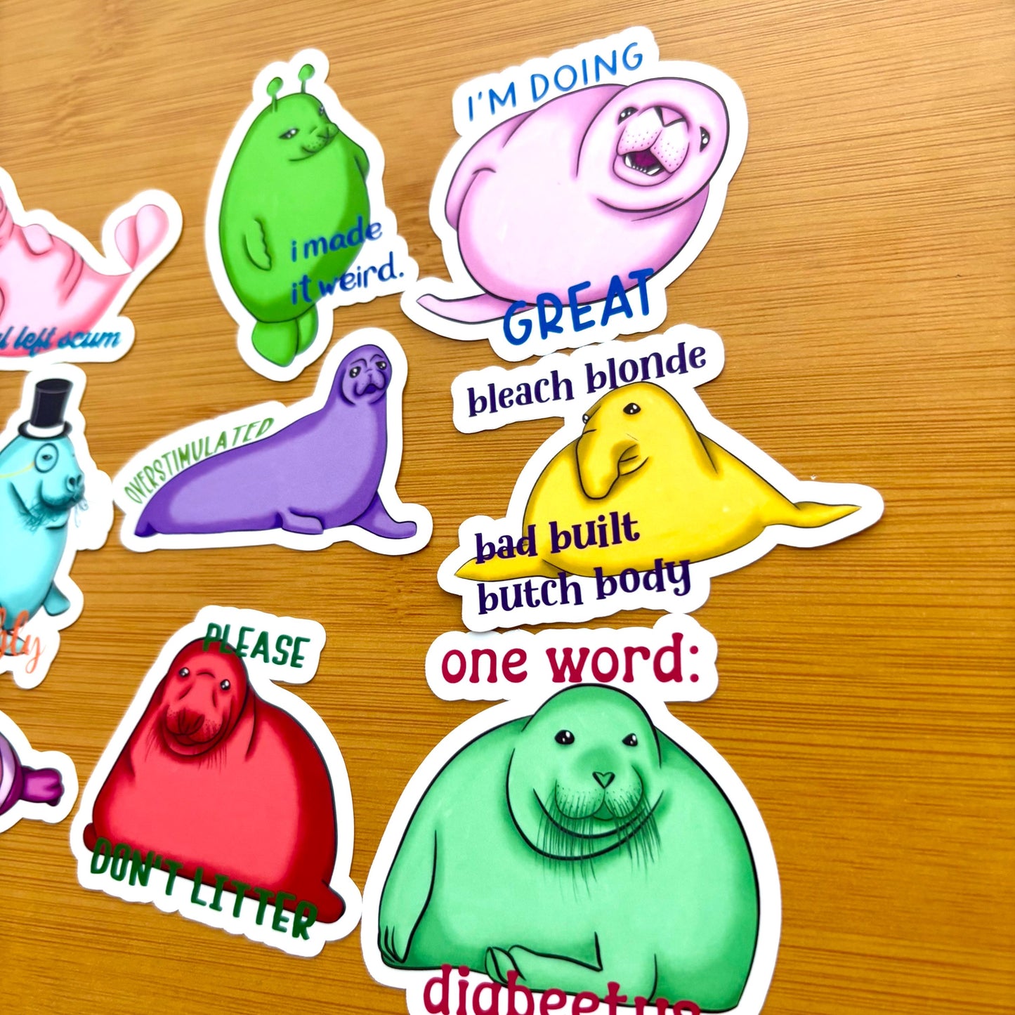 seal party 2 sticker pack glossy vinyl laptop water bottle decal