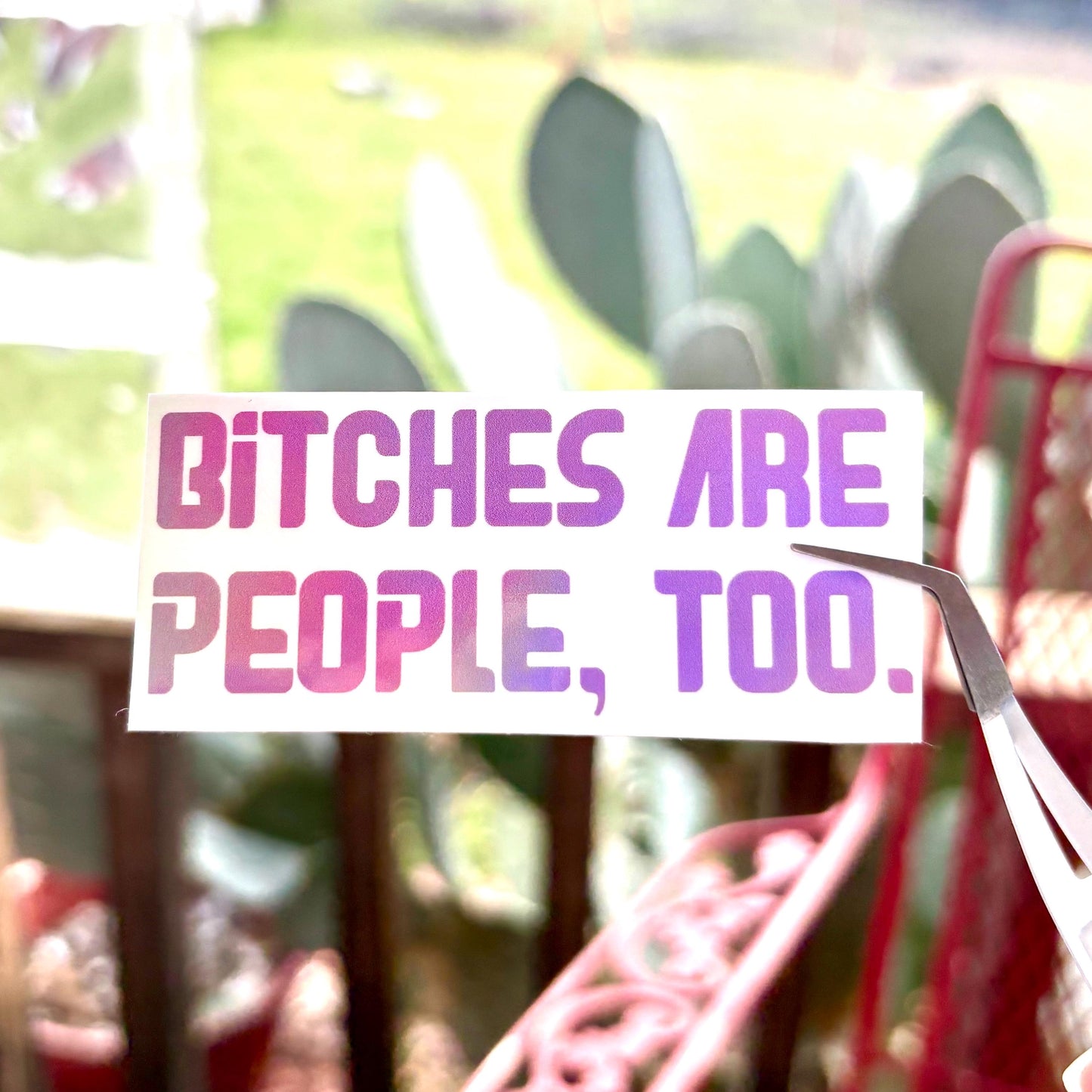 Bitches are people too sticker durable glossy vinyl laptop water bottle decal