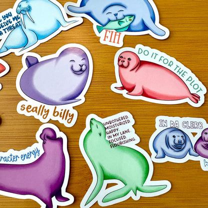 seal party 5 sticker pack glossy vinyl laptop water bottle decal