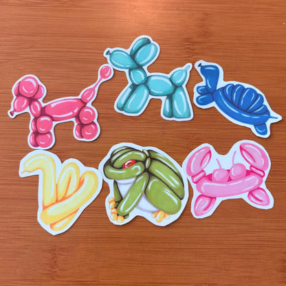 6 Pack Glossy Vinyl Balloon Dawg Stickers (Waterproof Laptop Decals)
