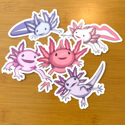 axolotl glossy vinyl laptop water bottle sticker decal