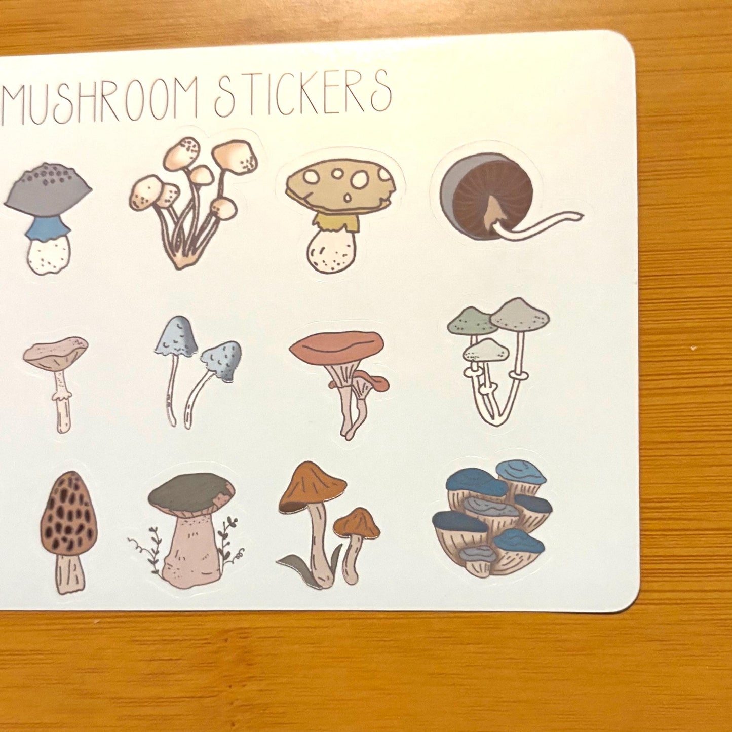 tiny mushrooms sticker sheet glossy vinyl stickers for rewards, party favors, collecting, crafts, charts, 18 stickers