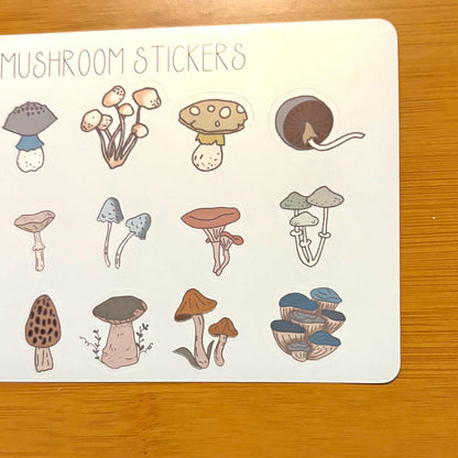 tiny mushrooms sticker sheet glossy vinyl stickers for rewards, party favors, collecting, crafts, charts, 18 stickers