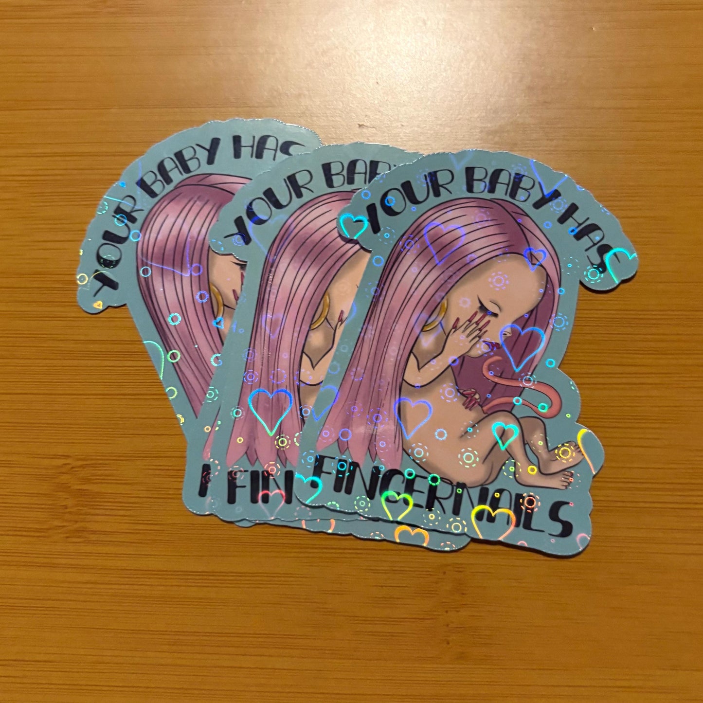 baddie fetus with a full set 3” glossy vinyl laptop water bottle sticker decal