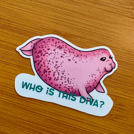 Who is this diva? seal 3” glossy vinyl laptop water bottle sticker decal