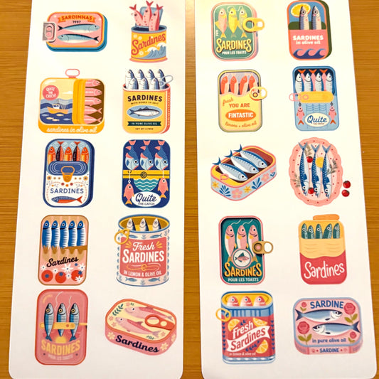 sardine sticker sheet glossy vinyl stickers