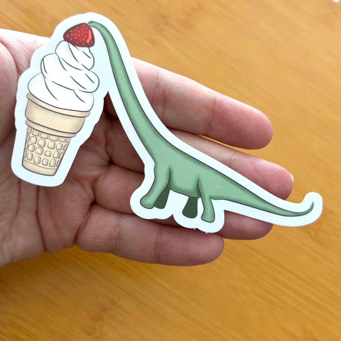 Ice cream diplodocus 4” glossy vinyl laptop water bottle sticker decal