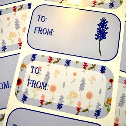 Texas wildflowers gift tag sticker sheets 16 tags
