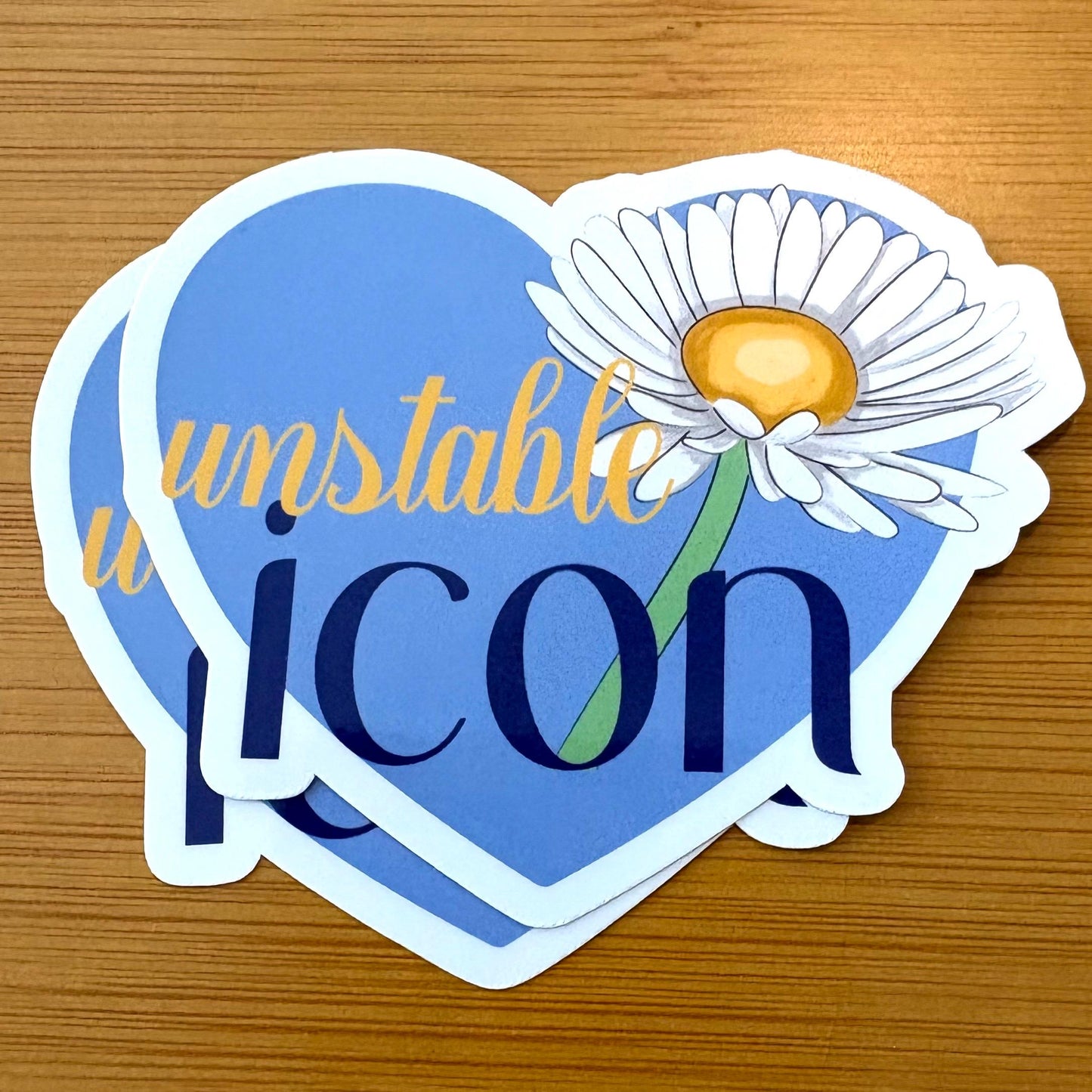 unstable icon daisy heart glossy vinyl laptop water bottle sticker decal