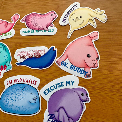 seal party sticker pack glossy vinyl laptop water bottle decal