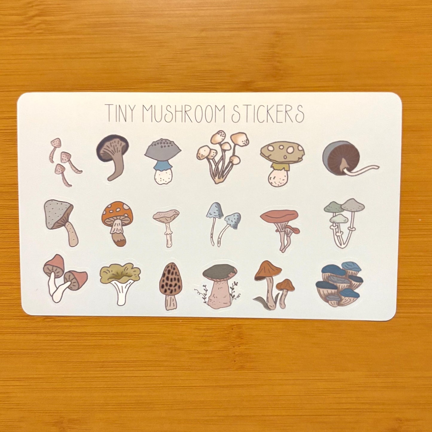 tiny mushrooms sticker sheet glossy vinyl stickers for rewards, party favors, collecting, crafts, charts, 18 stickers