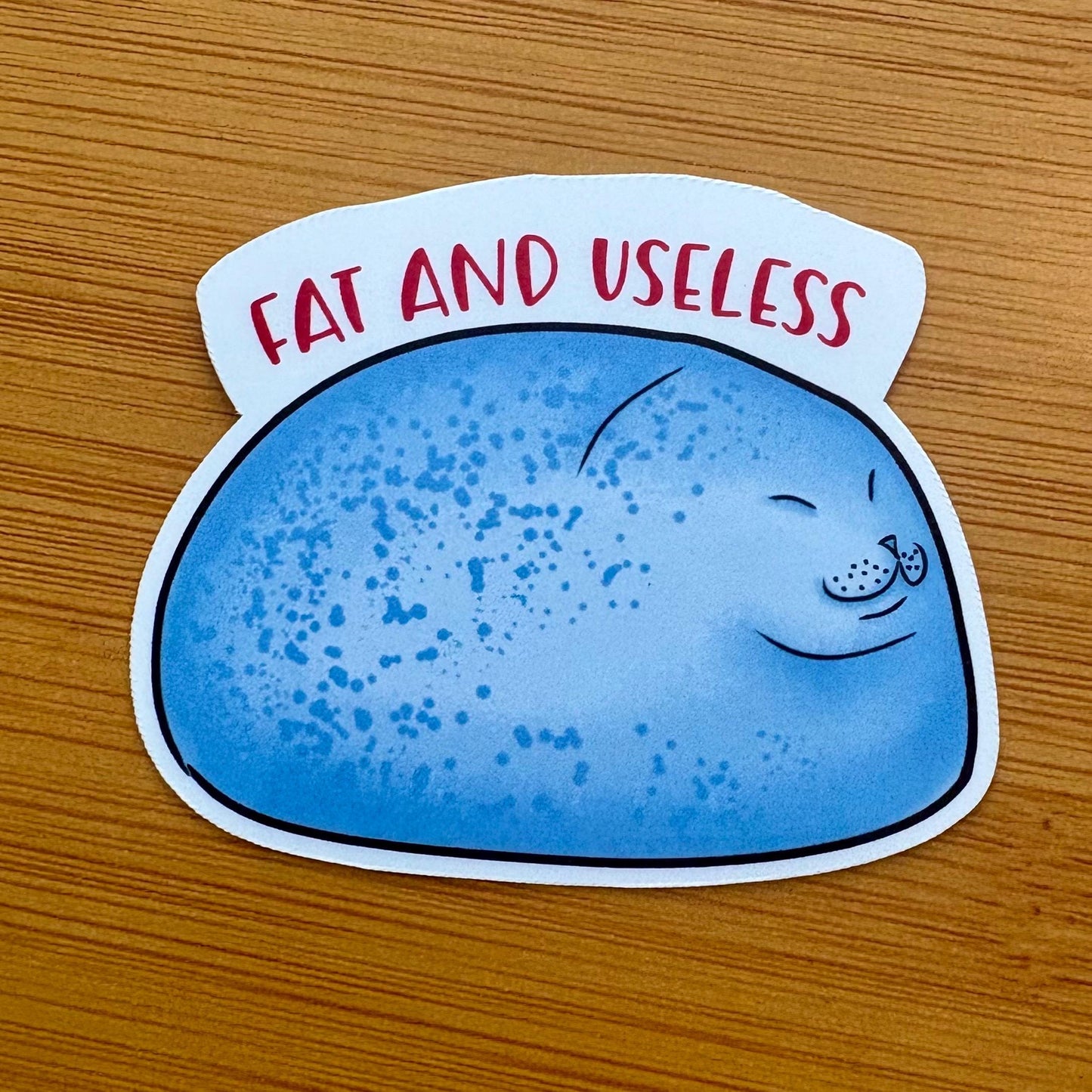fat and useless seal 3” glossy vinyl laptop water bottle sticker decal