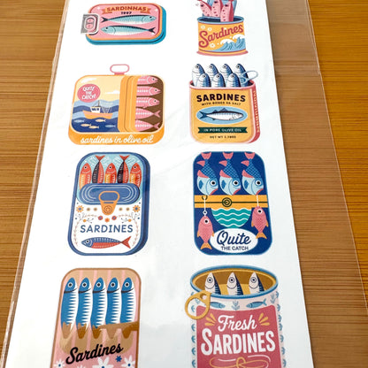sardine sticker sheet glossy vinyl stickers