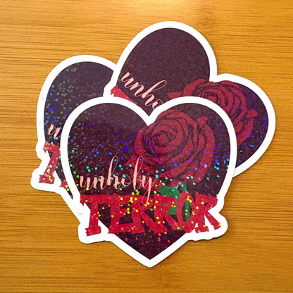unholy terror rose heart glossy vinyl laptop water bottle sticker decal