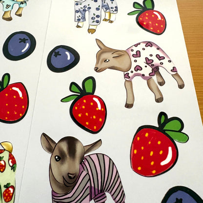 pajama goats sticker sheet glossy vinyl stickers